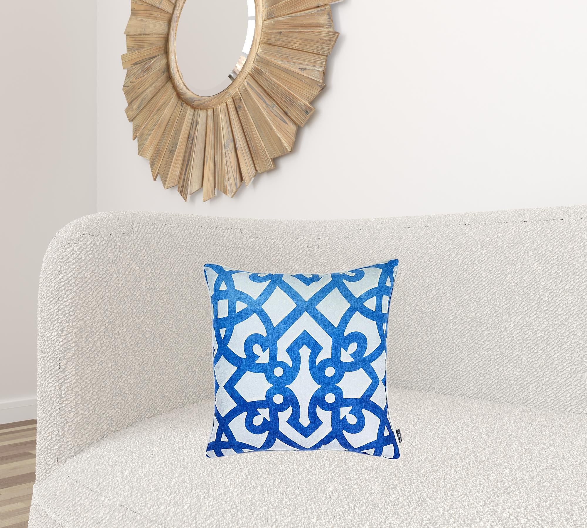 Blue Trellis Decorative Throw Pillow Cover Printed