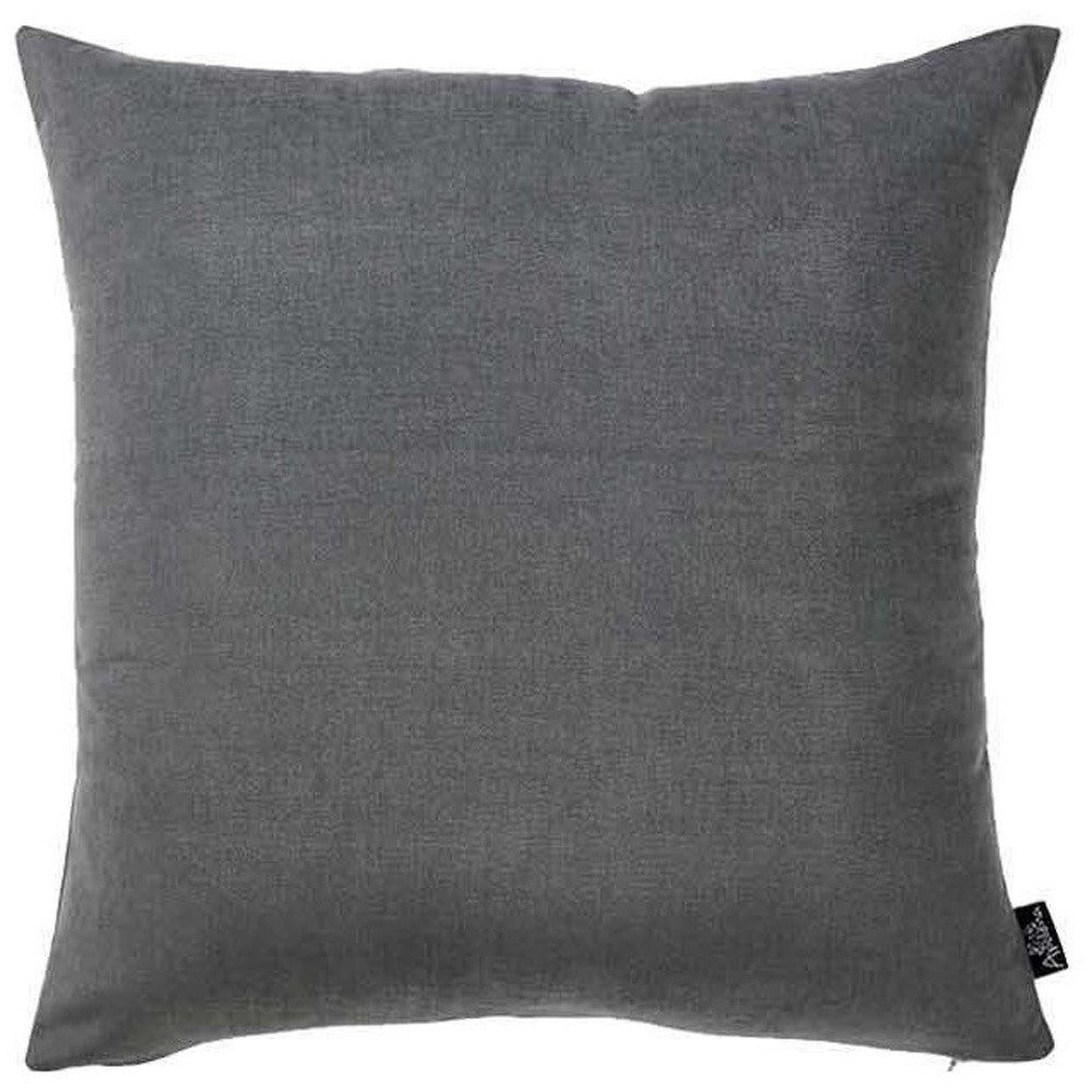 Set Of 2 Gray Brushed Twill Decorative Throw Pillow Covers