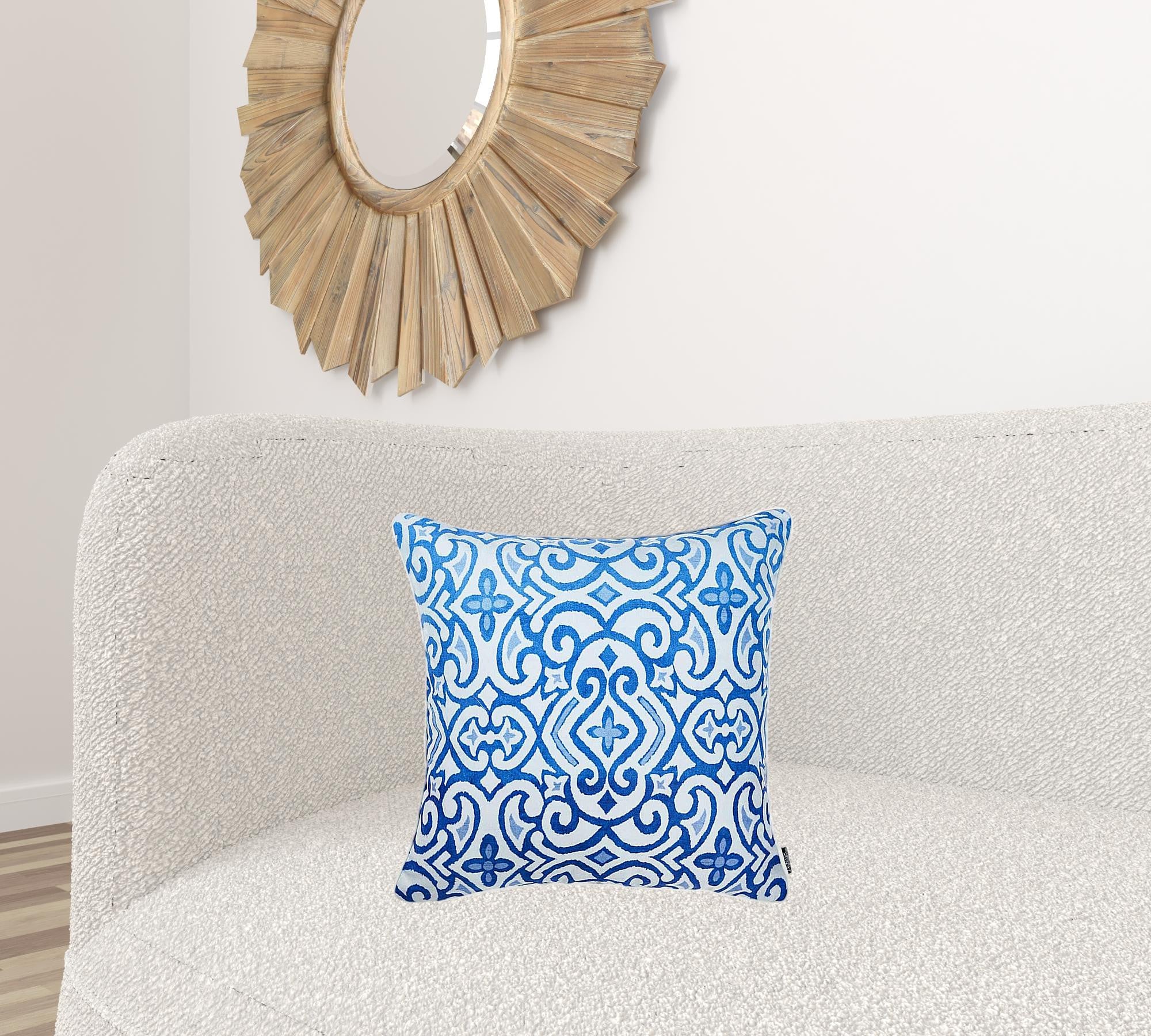 18"X 18" Blue Sky Scroll Decorative Throw Pillow Cover Printed