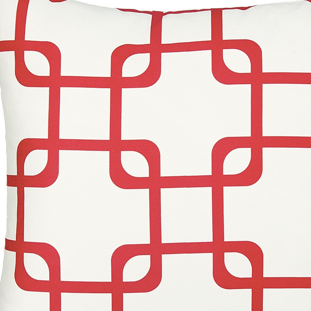 Red And White Geometric Squares Decorative Throw Pillow Cover