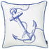 18" Blue And White Nautical Anchor Decorative Throw Pillow Cover