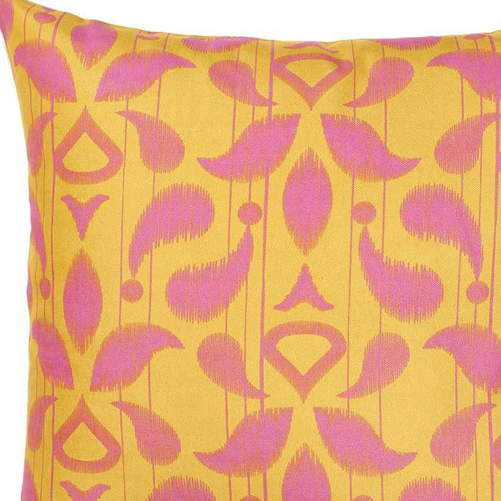 18"X18" Orange Ikat Decorative Throw Pillow Cover Printed