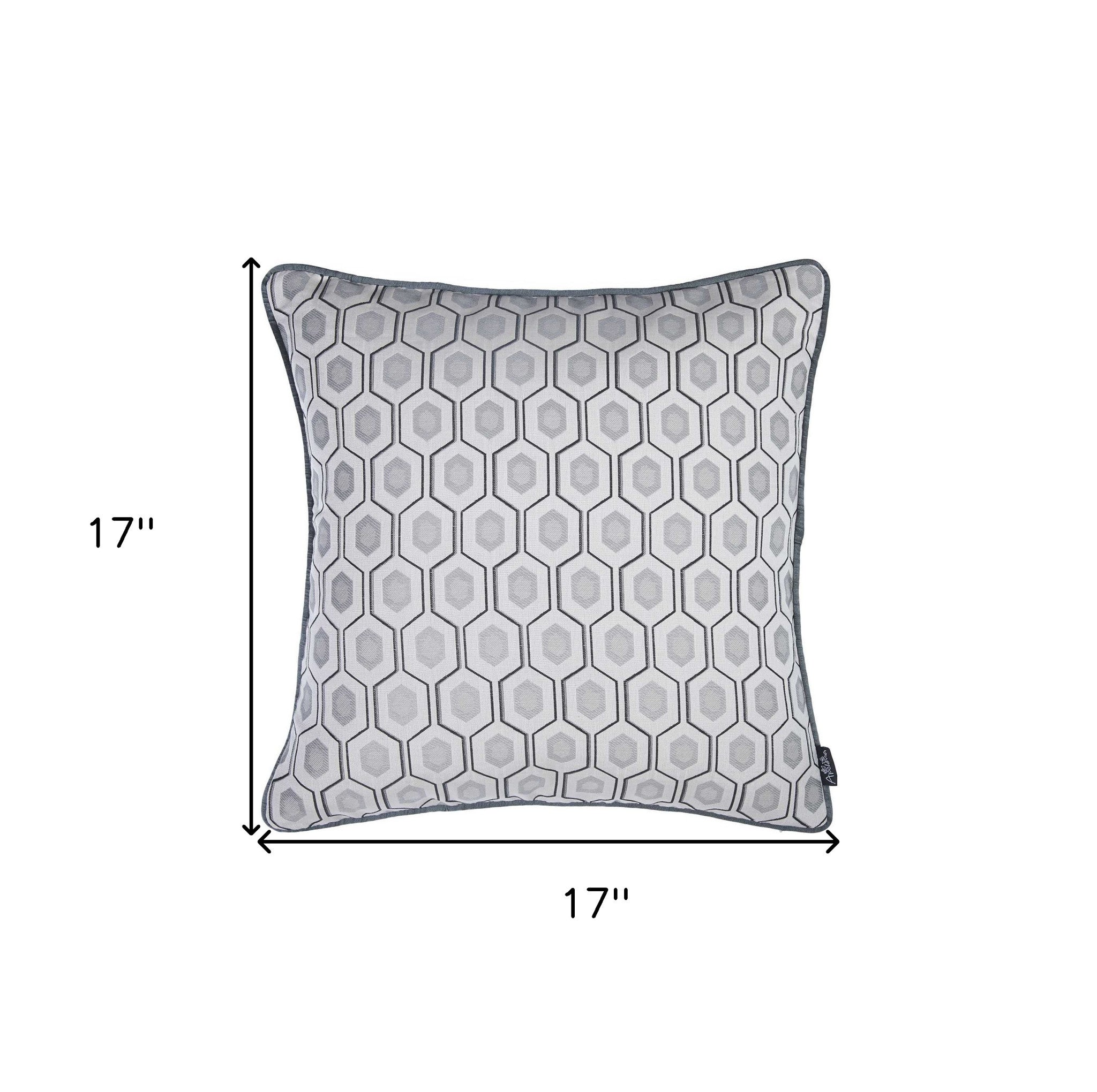 Grey Jacquard Circle Decorative Throw Pillow Cover