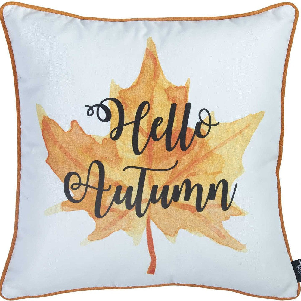 18"X 18" Thanksgiving Leaf Quote Decorative Throw Pillow Cover