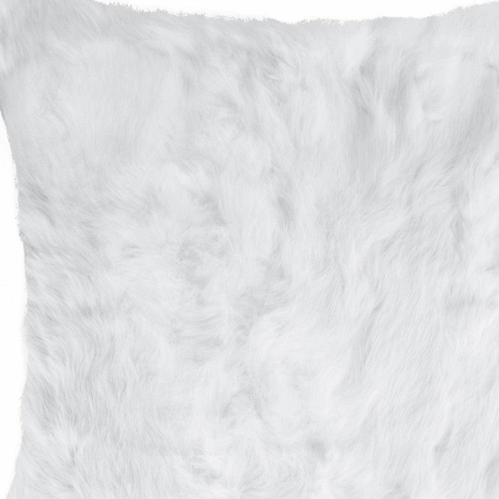 5" X 18" X 18" 100% Natural Rabbit Fur White Pillow