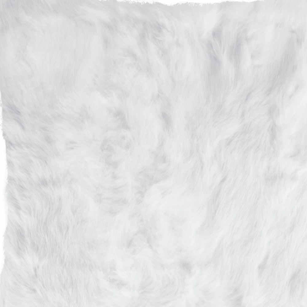 5" X 18" X 18" 100% Natural Rabbit Fur White Pillow