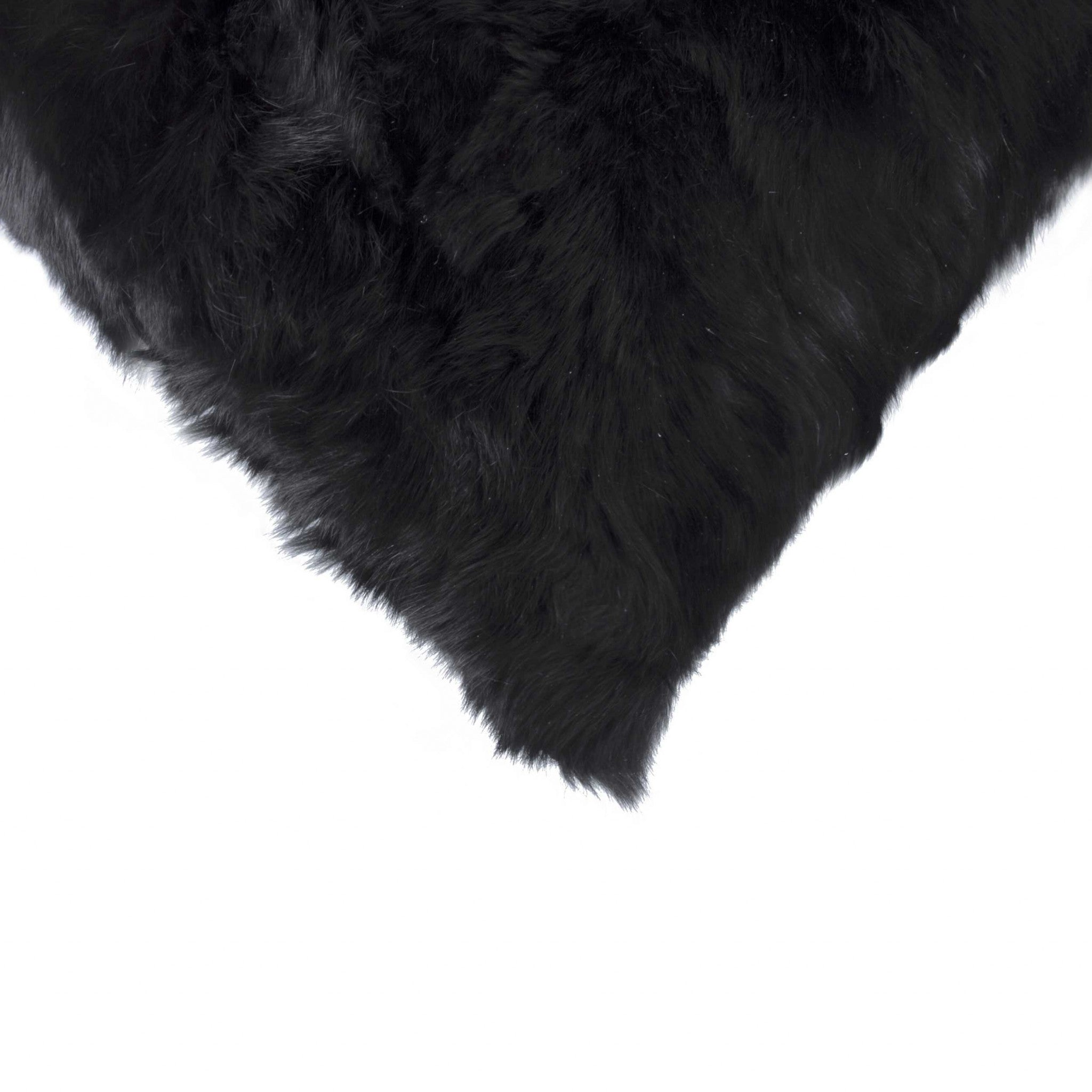 5" X 18" X 18" 100% Natural Rabbit Fur Black Pillow