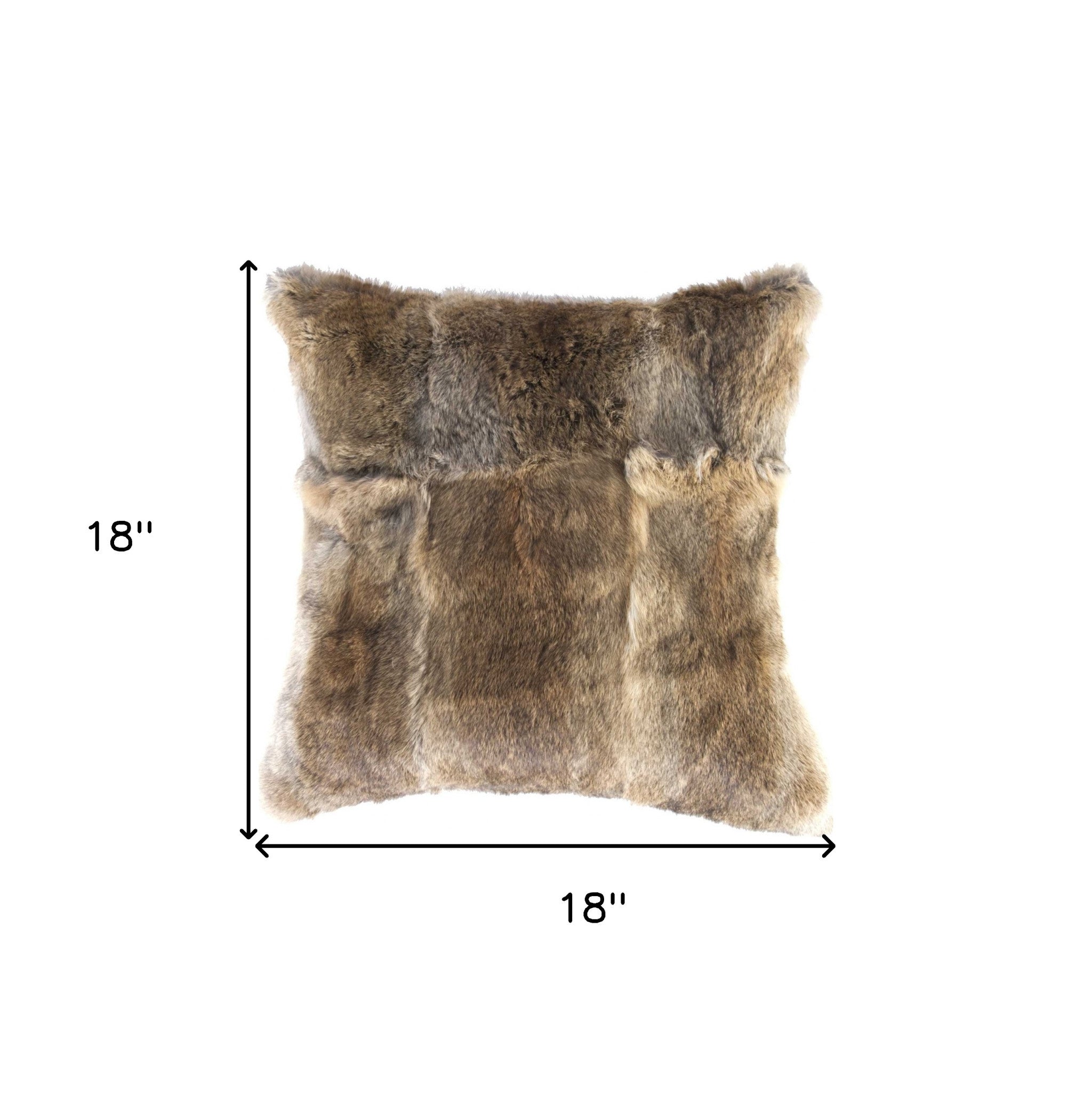 5" X 18" X 18" 100% Natural Rabbit Fur Hazelnut Pillow