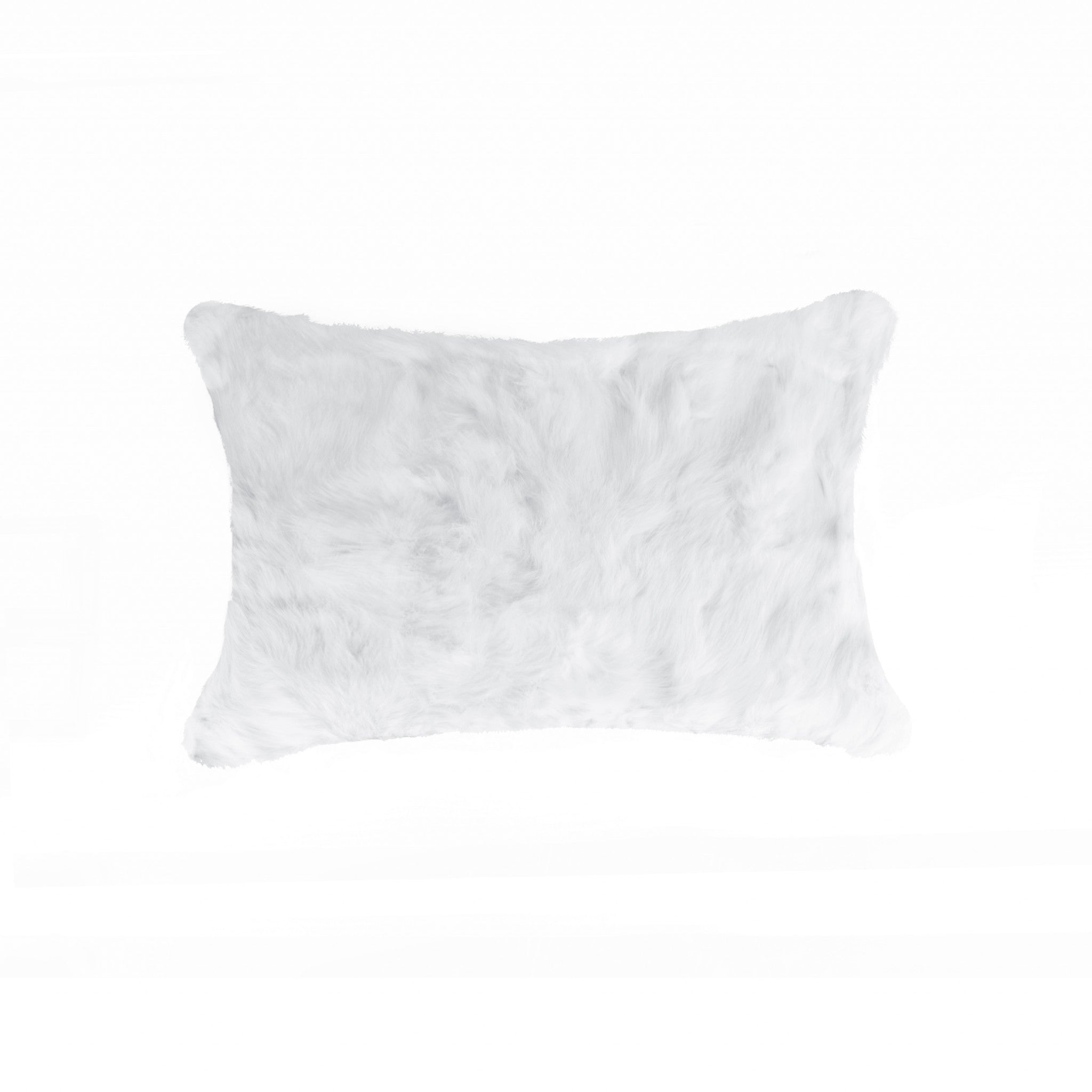 5" X 12" X 20" 100% Natural Rabbit Fur White Pillow