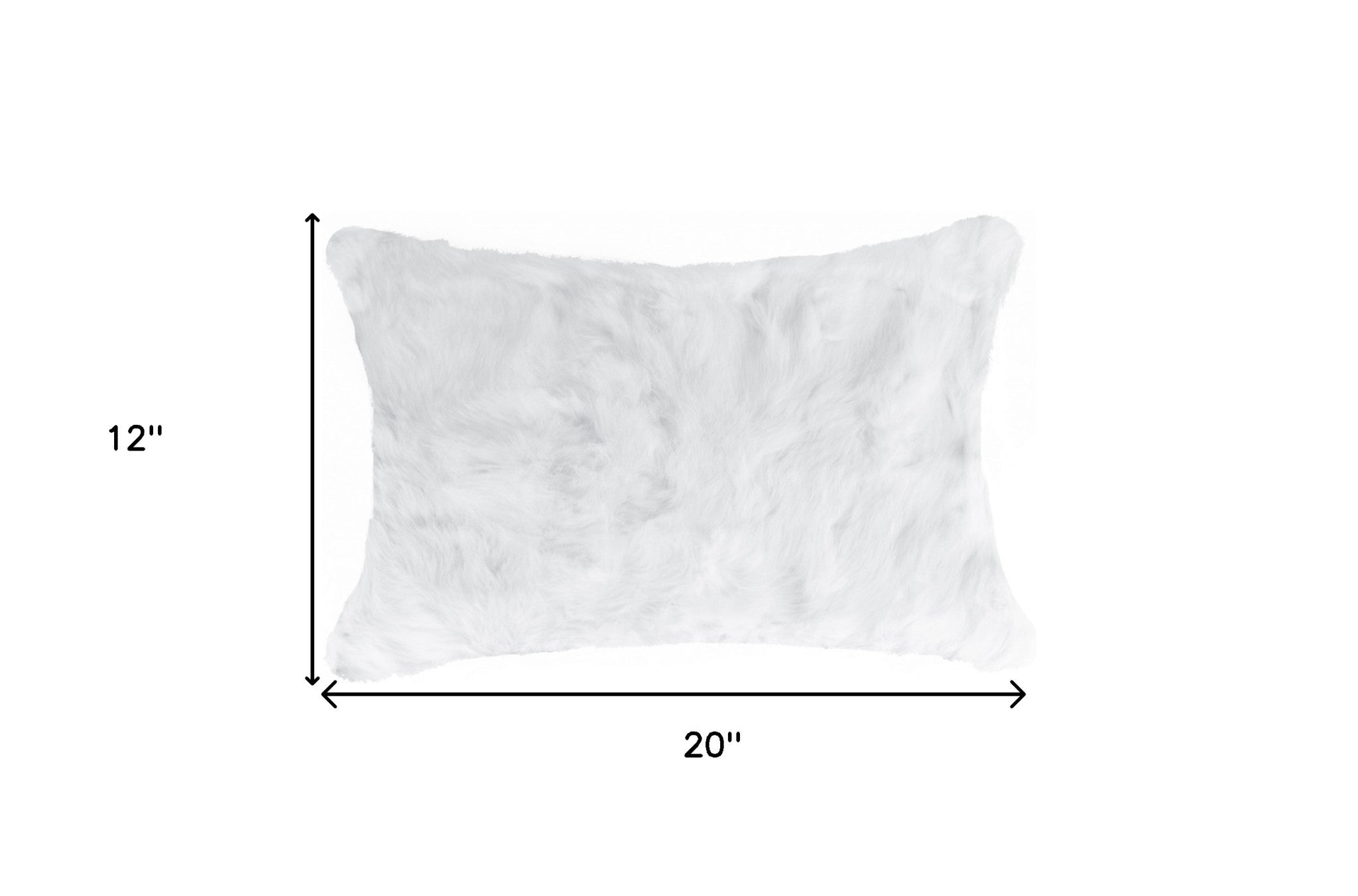 5" X 12" X 20" 100% Natural Rabbit Fur White Pillow