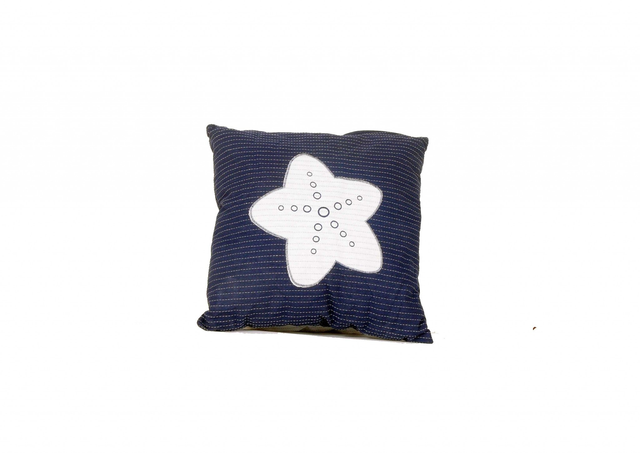 Nautical White Star Blue Square Accent Pillow