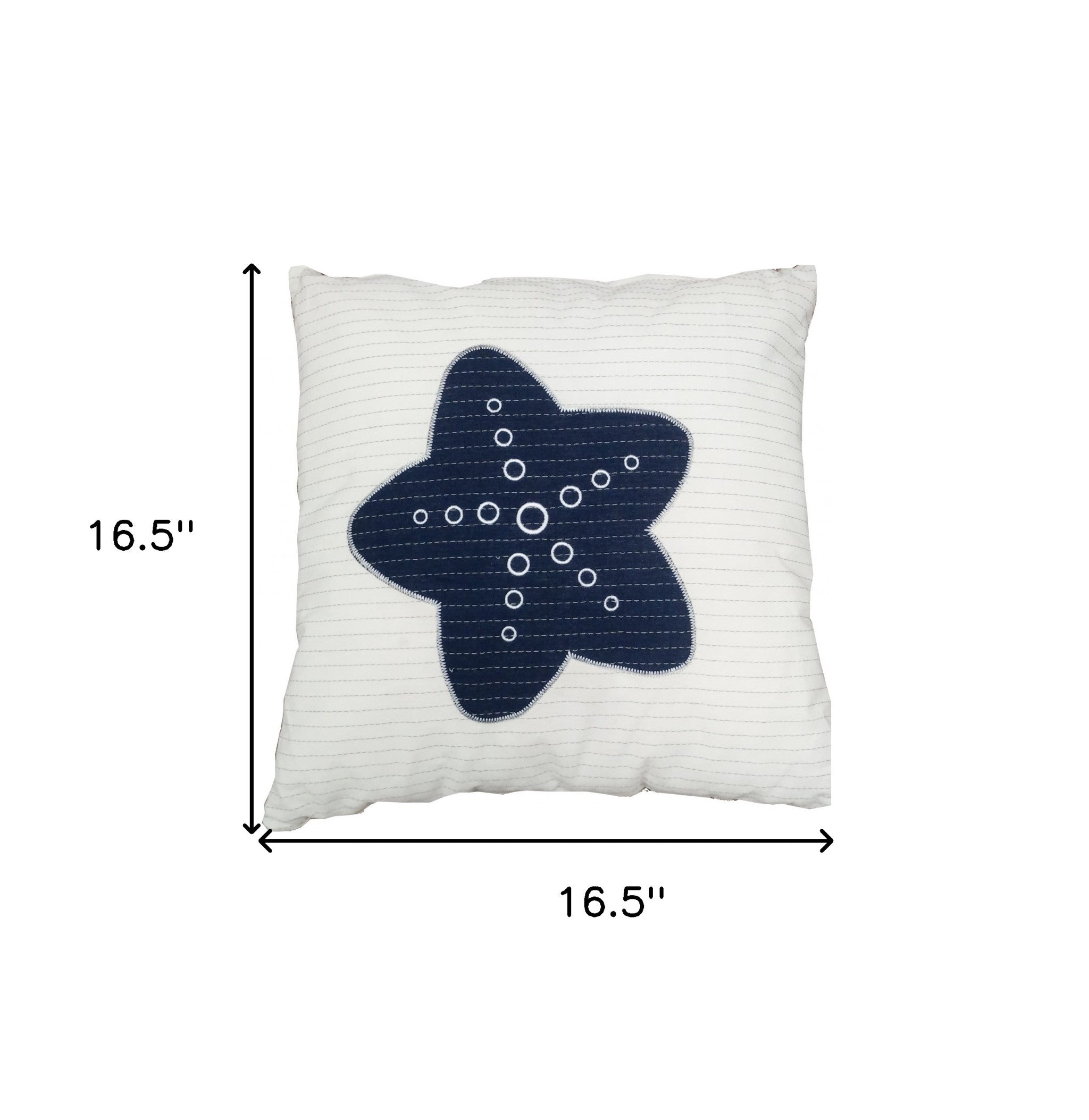 Nautical Blue Star White Square Accent Pillow