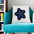 Nautical Blue Star White Square Accent Pillow