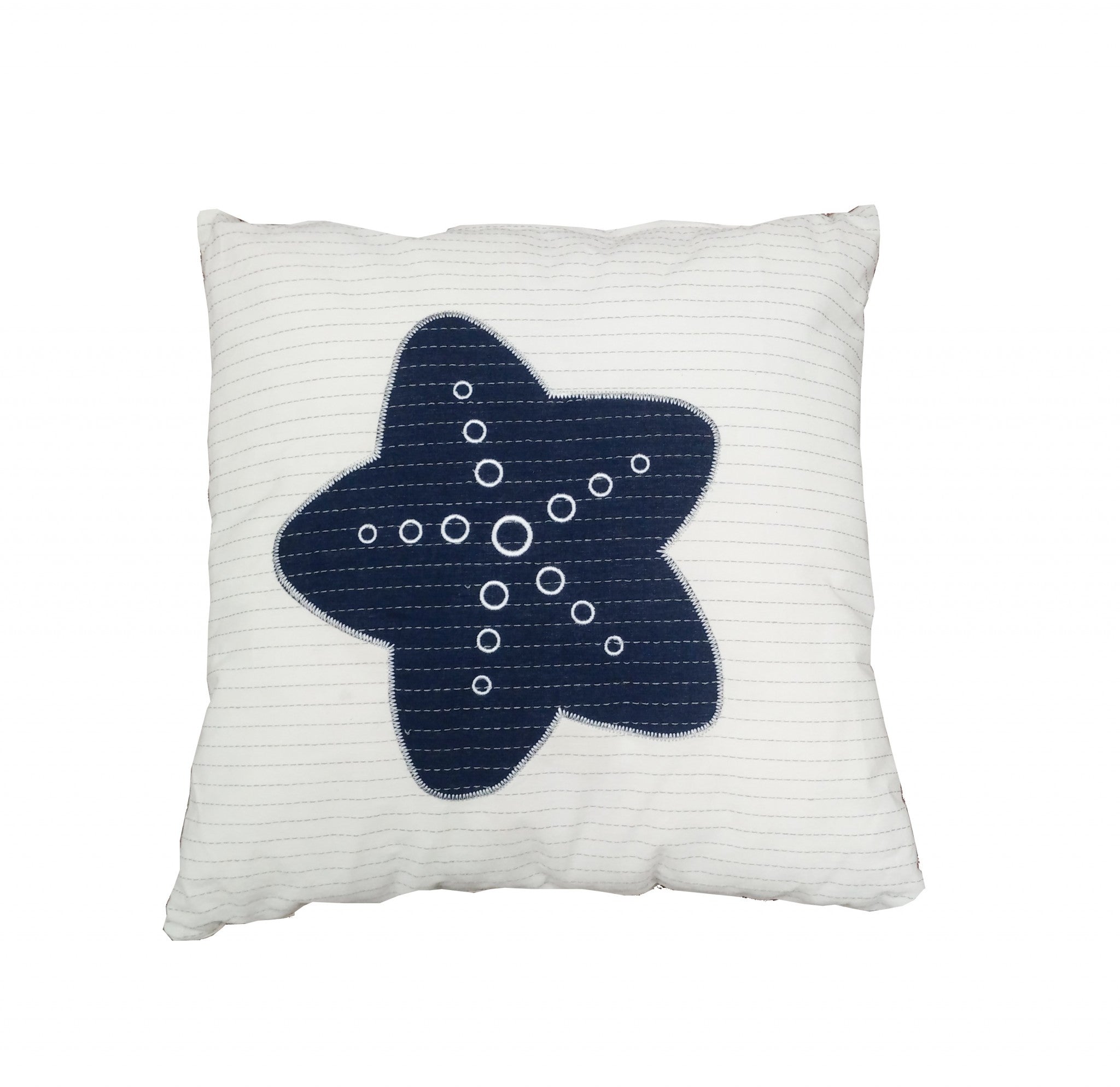 Nautical Blue Star White Square Accent Pillow