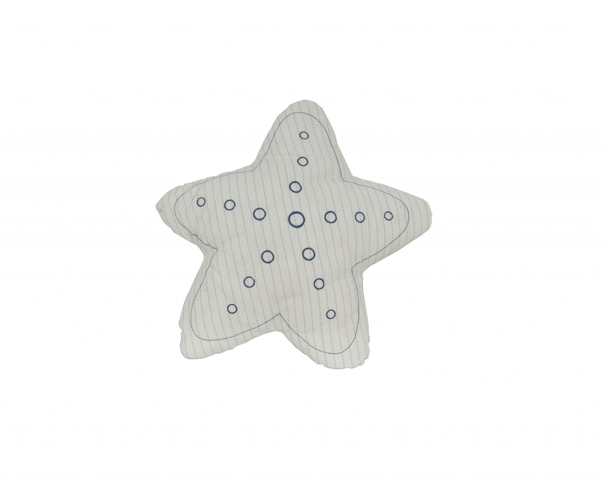 White With Blue Three Dimensional Star Shaped Pillow