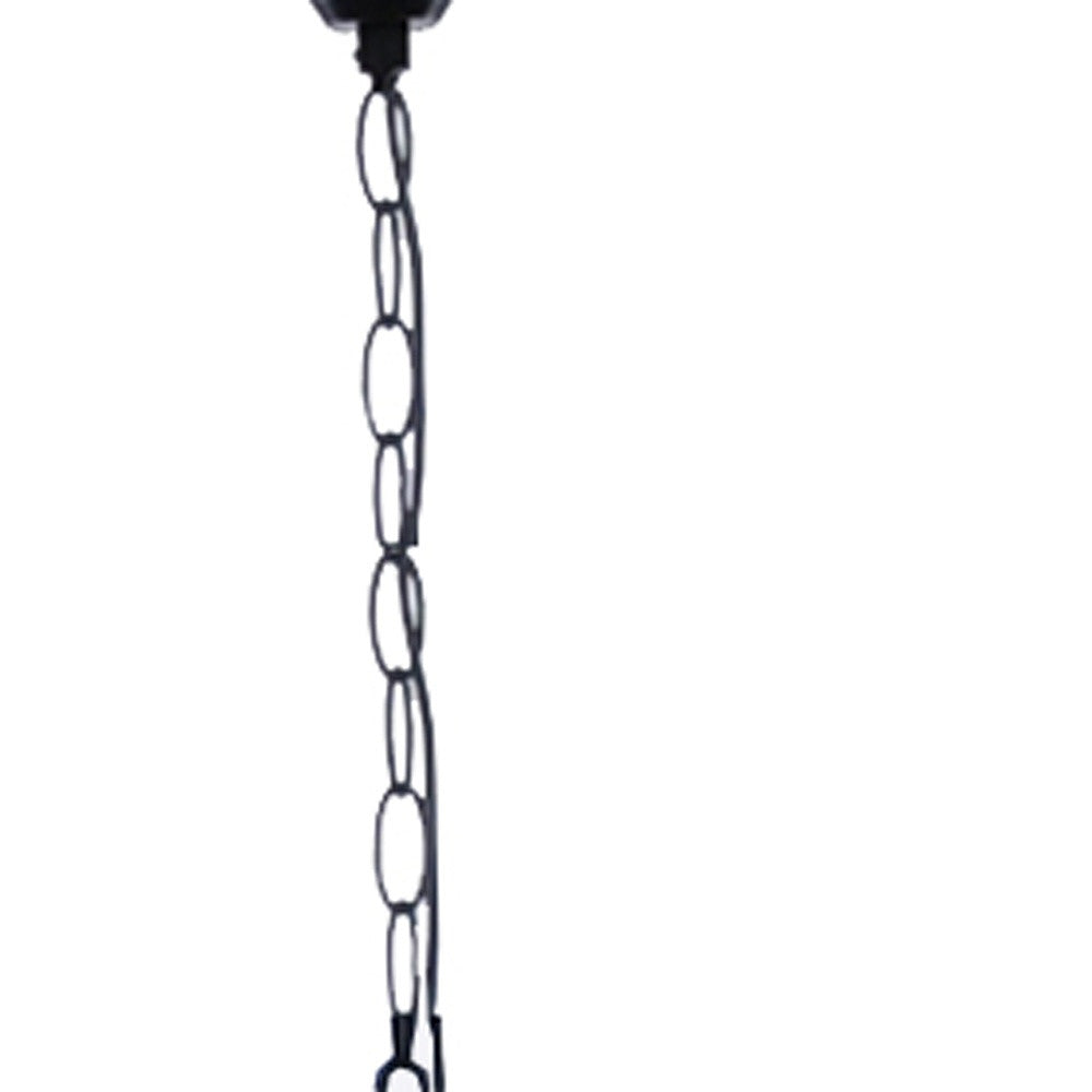 Natural and Black Iron and Rope Three Light Ceiling Light