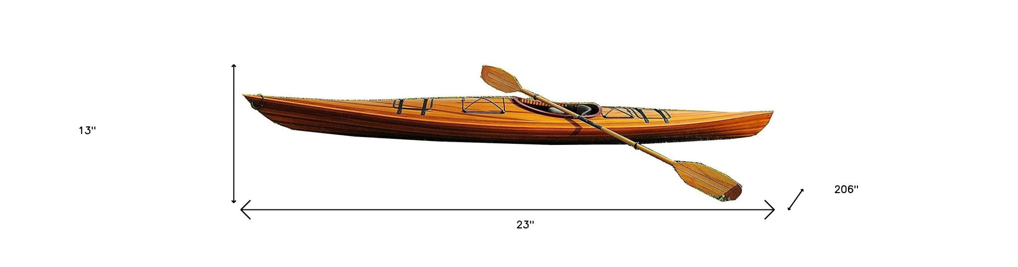 23" X 206" X 13" Wooden Kayak 1 Person