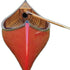 26.5" X 117" X 20" Red Wooden Canoe With Ribs Curved Bow