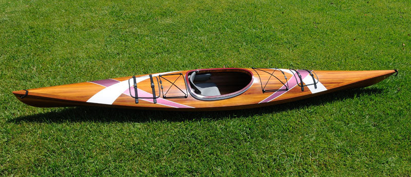 24" X 177" X 13.5" White And Purple Ribbonwooden Kayak