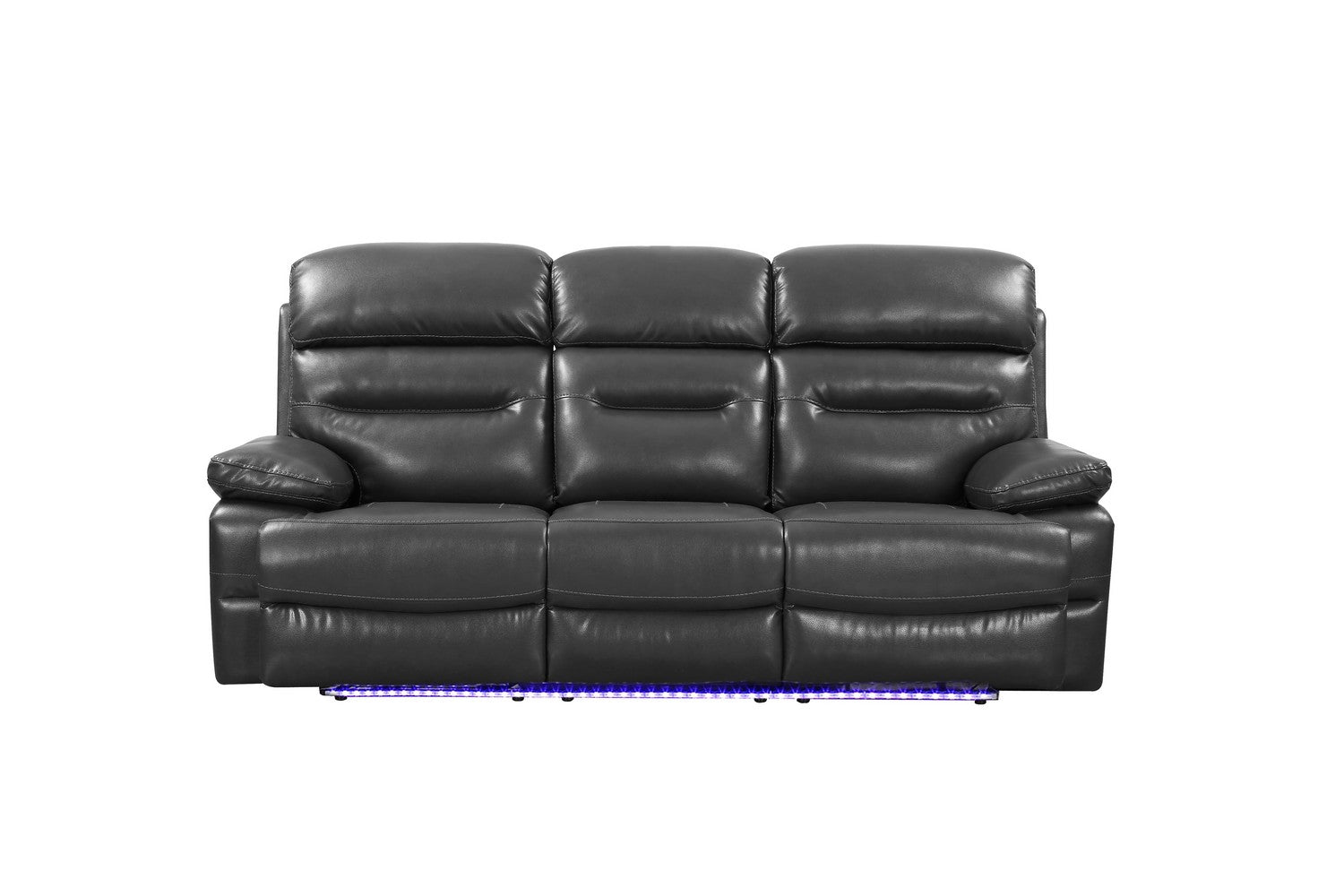 89" Gray And Black Faux Leather USB Sofa