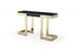 52" Black and Gold Glass Console Table