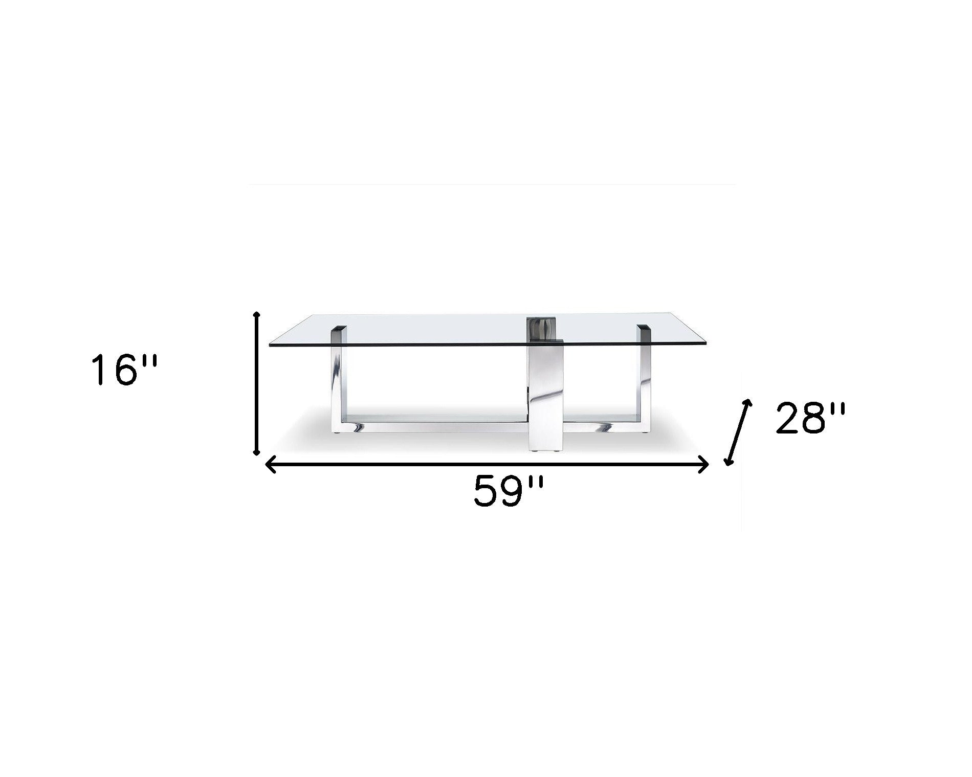 59 X 28 X 16 Clear Glass Coffee Table