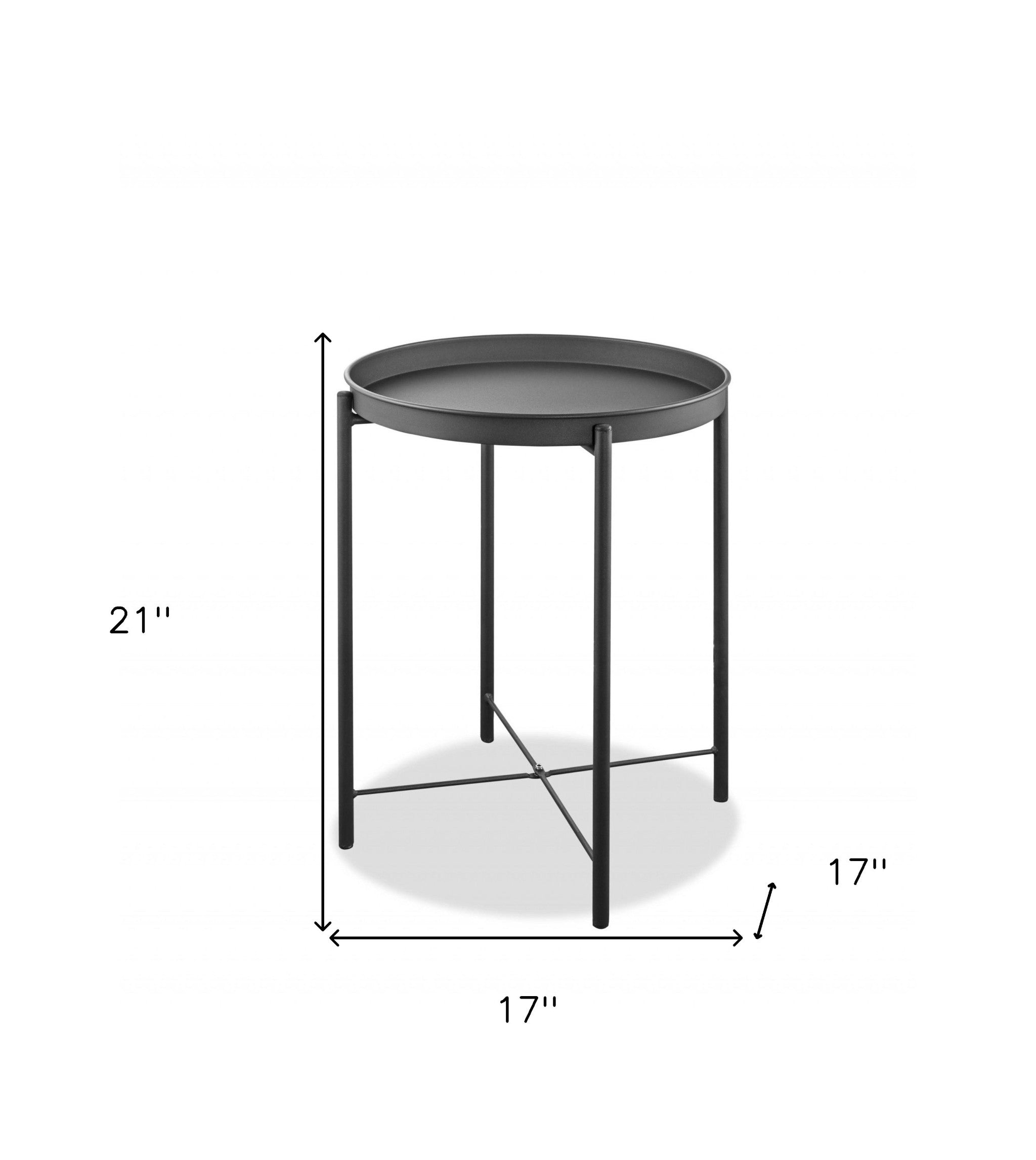 21" Gray Aluminum Round End Table