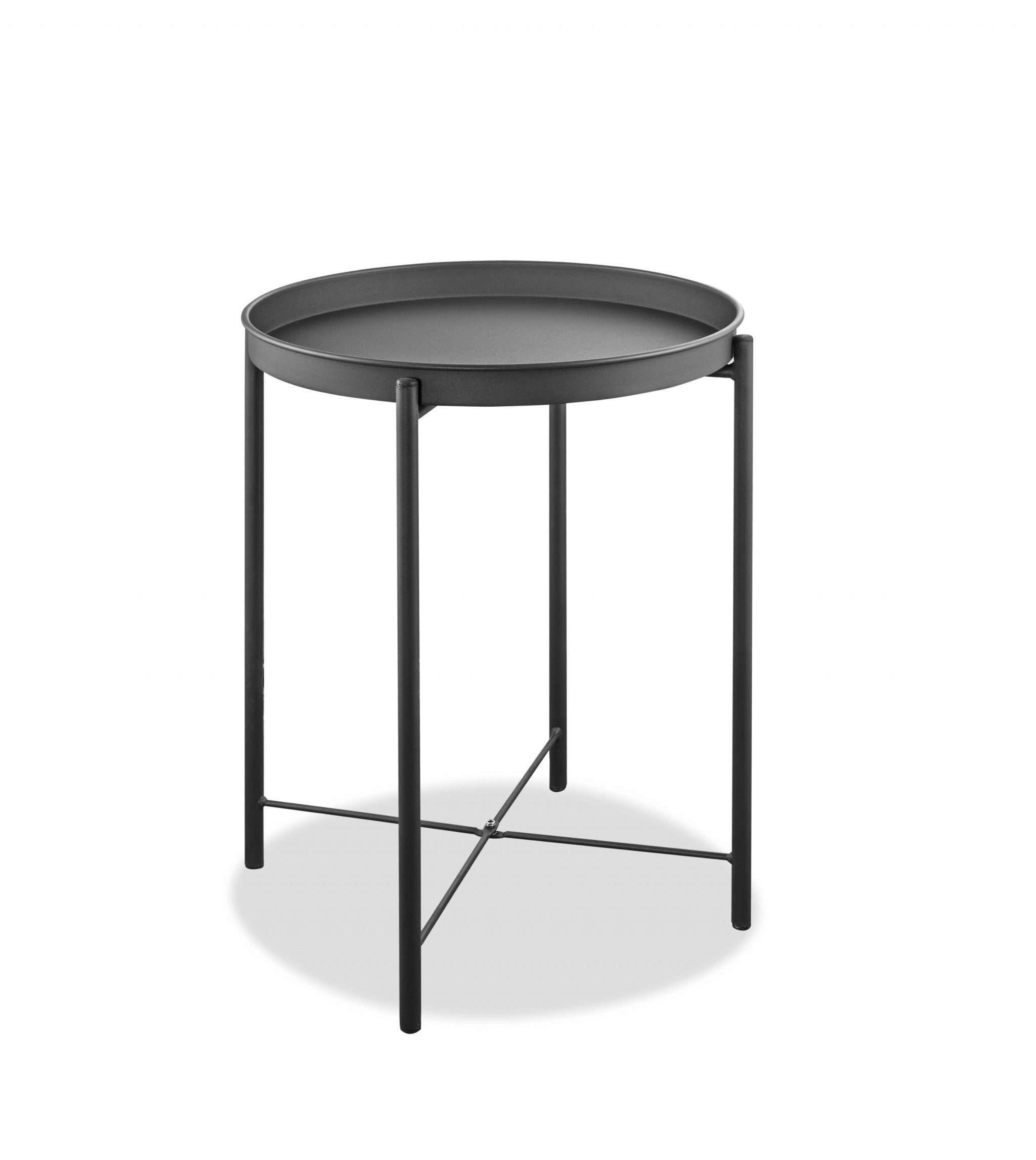 21" Gray Aluminum Round End Table