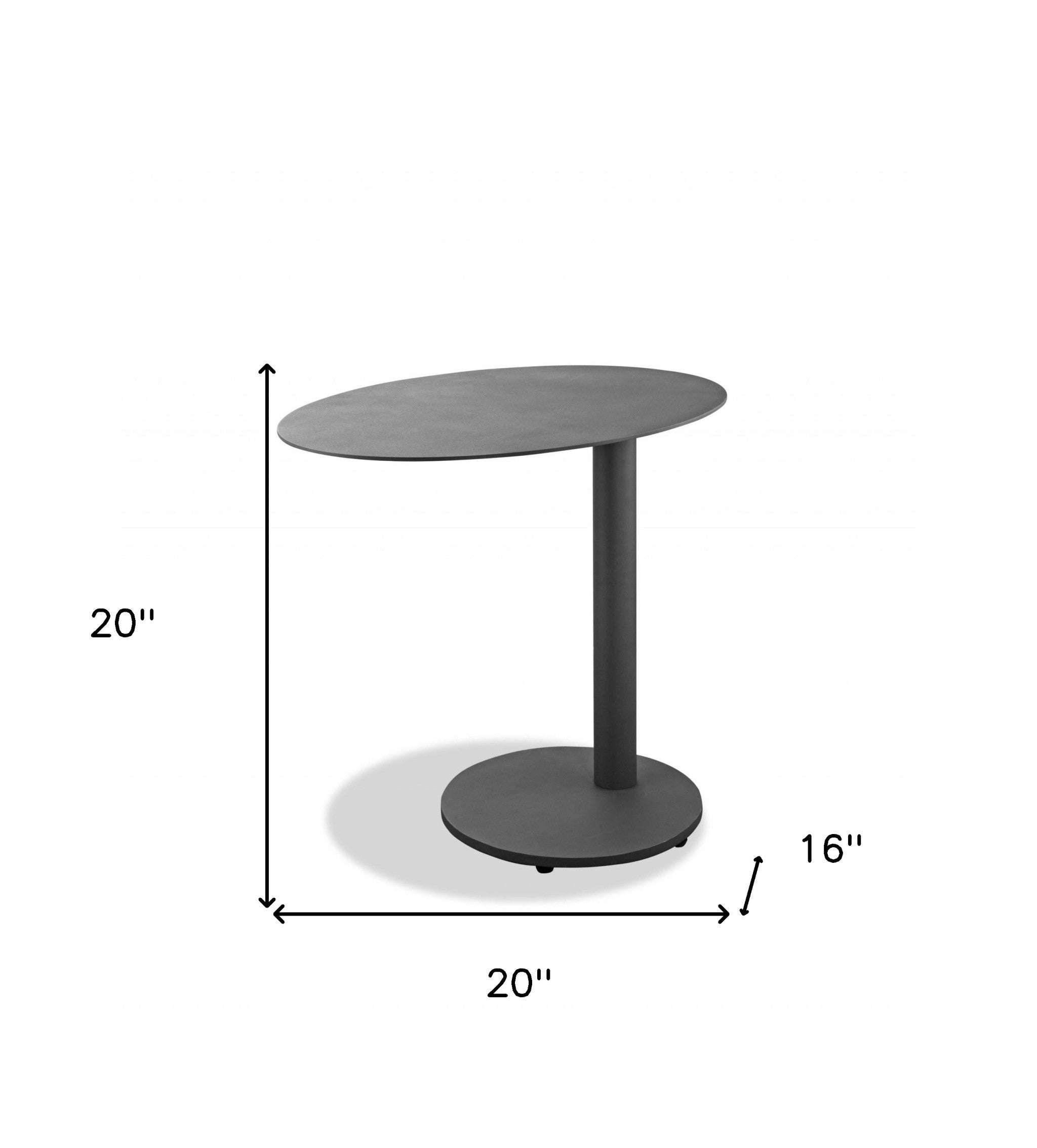 20" Gray Ceramic Tile Round End Table