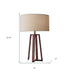 Walnut Wood Finish Linen Fabric Shade Table Lamp