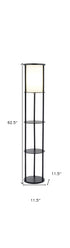 Black Wood Finish Floor Lamp With Circular Storage Shelves