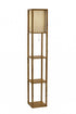 Floor Lamp With Natural Wood Finish Storage Shelves