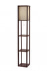 Floor Lamp With Natural Wood Finish Storage Shelves