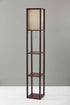 Floor Lamp With Natural Wood Finish Storage Shelves