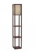 Floor Lamp With Natural Wood Finish Storage Shelves