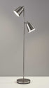 58" Black Two Light Novelty Floor Lamp With Silver Cone Shade