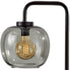 Smoked Glass Globe Shade With Vintage Edison Bulb And Matte Black Metal Arc Table Lamp