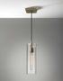 Clear Glass Cylinder Shade With Vintage Filament Bulb Antique Brass Metal Pendant