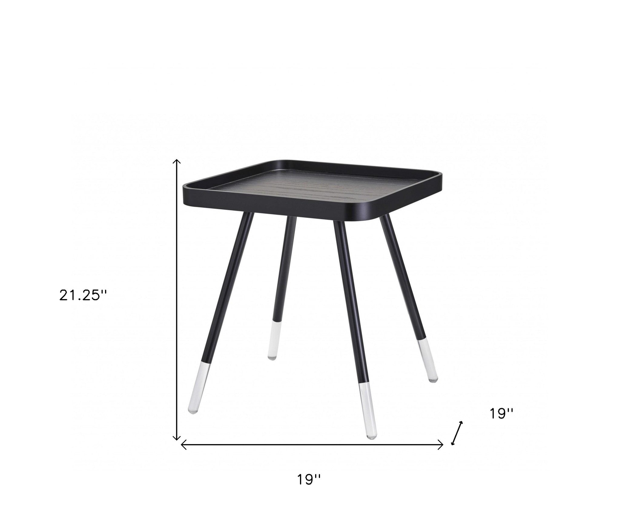 21" Black Solid Wood End Table