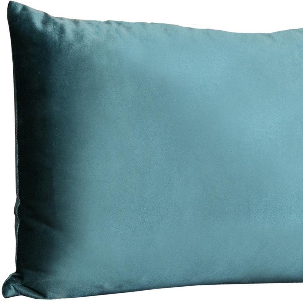 14" X 20" Teal Velvet Throw Pillow