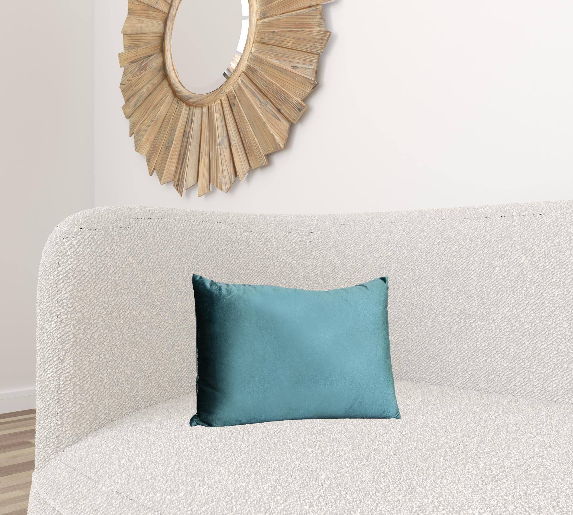 14" X 20" Teal Velvet Throw Pillow