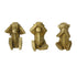 Set Of 3 Gold Distressed Wise Monkey Sculptures