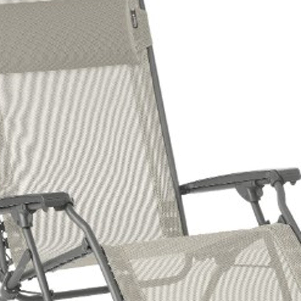 27" Beige and Gray Metal Zero Gravity Chair