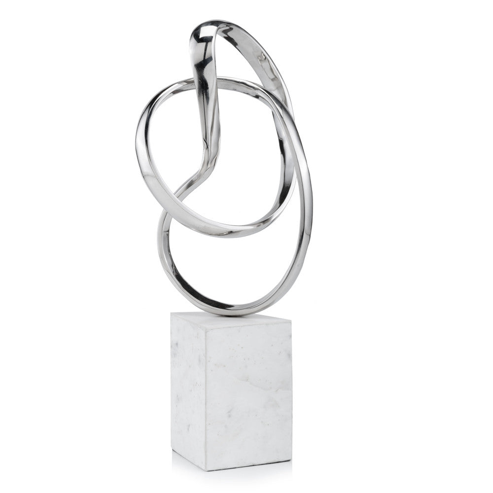 18" Silver and White Marble and Aluminum Sculpture