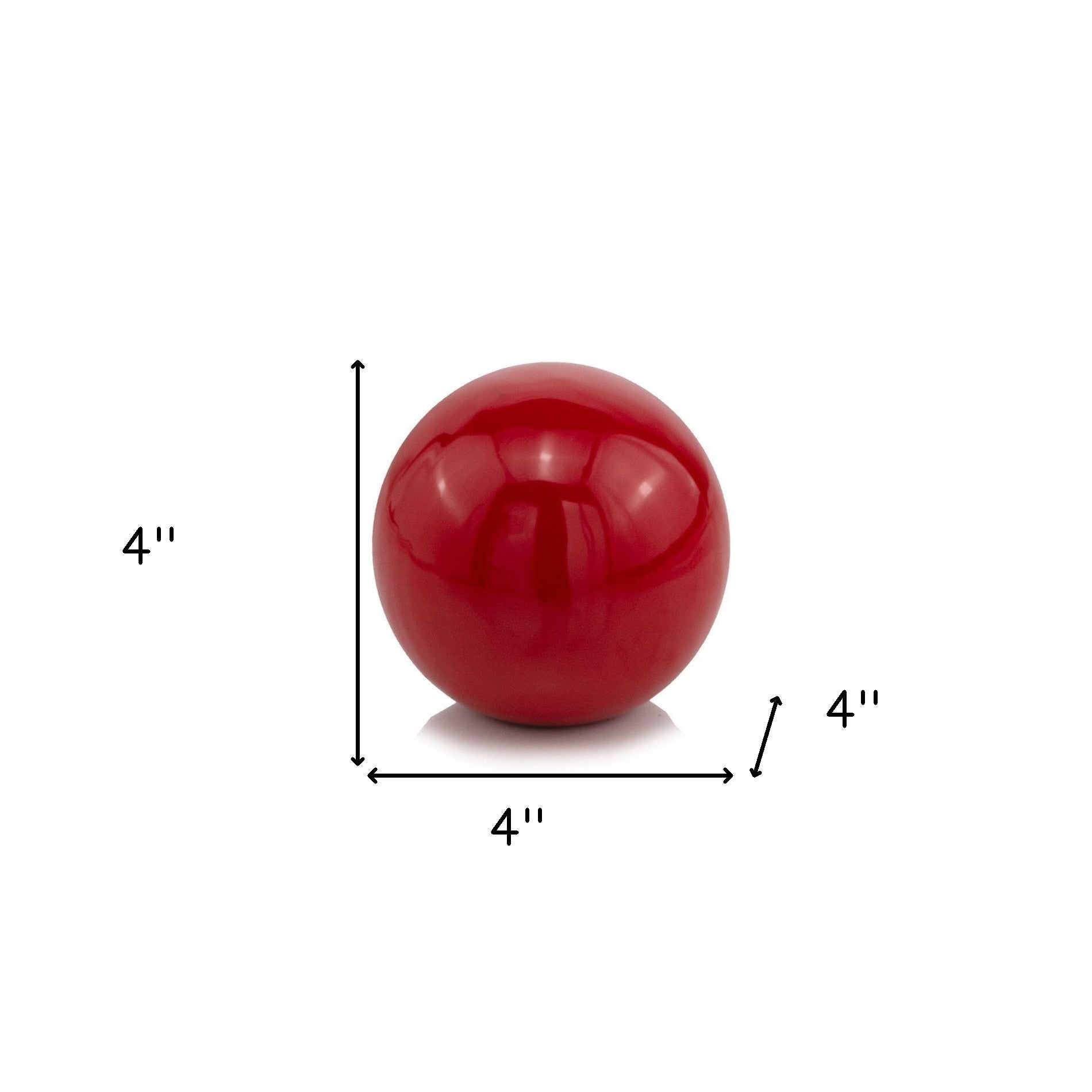 4" X 4" X 4" Red Aluminum Poppy Sphere