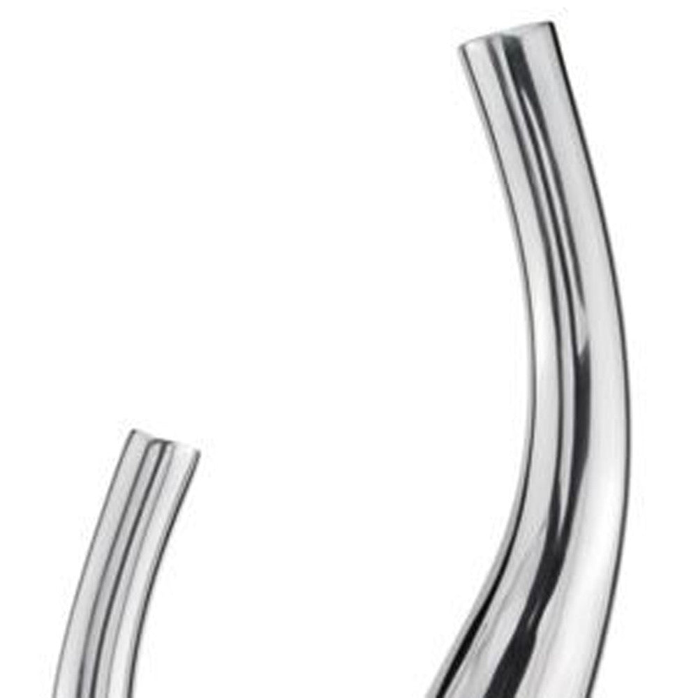 Set of Two Aluminum Silver Wavy Floor Vases