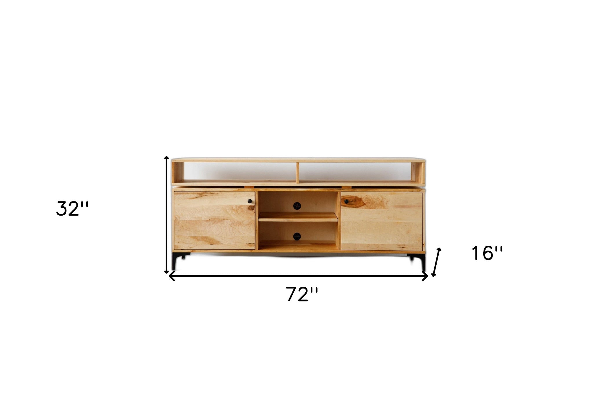 72" Wood Brown Wood Cabinet Enclosed Storage TV Stand