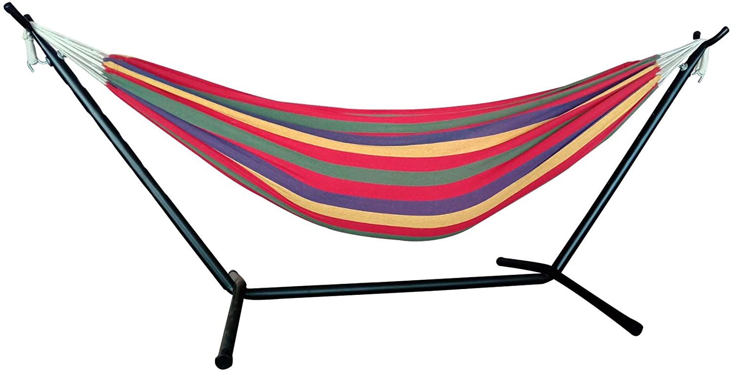 Tropical Stripe Double Classic Two Person Hammock With Stand
