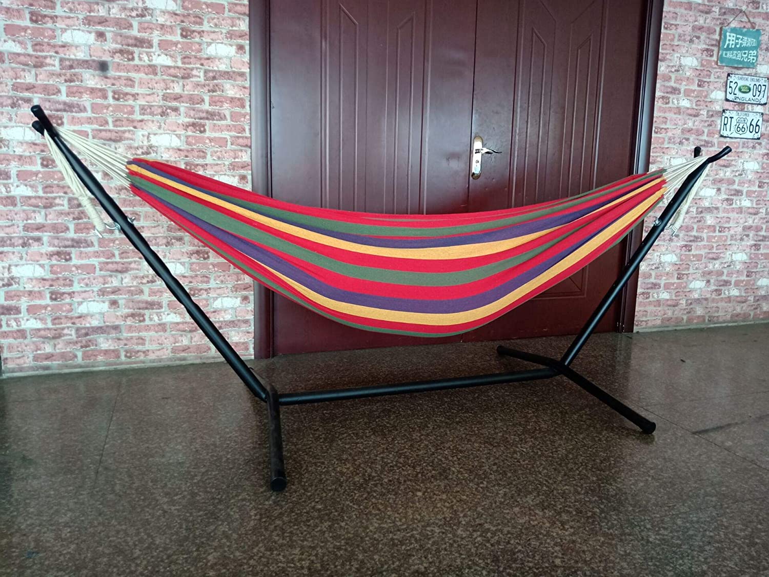 Tropical Stripe Double Classic Two Person Hammock With Stand