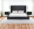 King Tufted Dark Gray And Gray Upholstered Faux Leather Bed